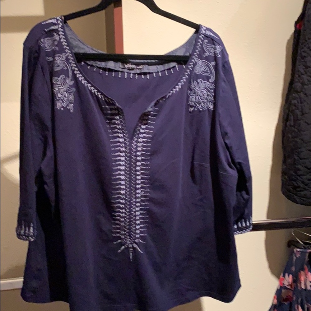 Eshakti embroidered cotton stretch top 4x